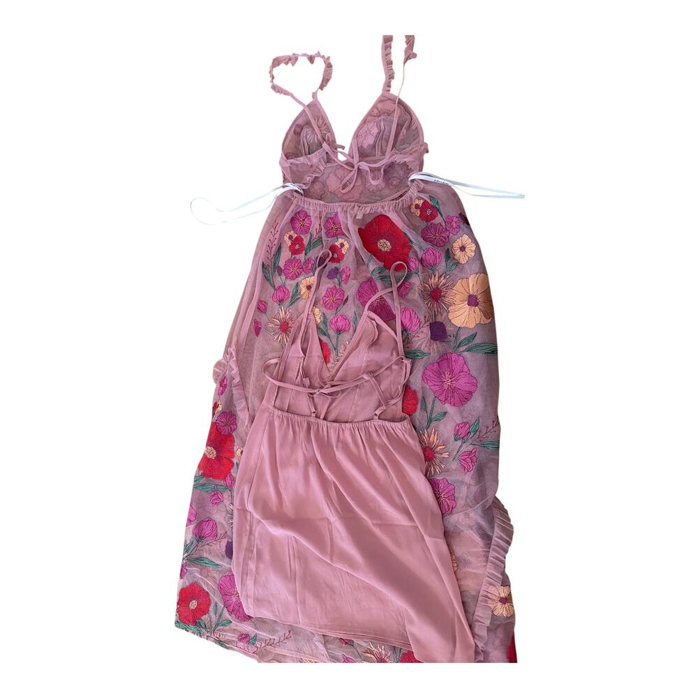 For Love & Lemons Pink Kaylee Maxi Halter Dress Small - Picture 9 of 9